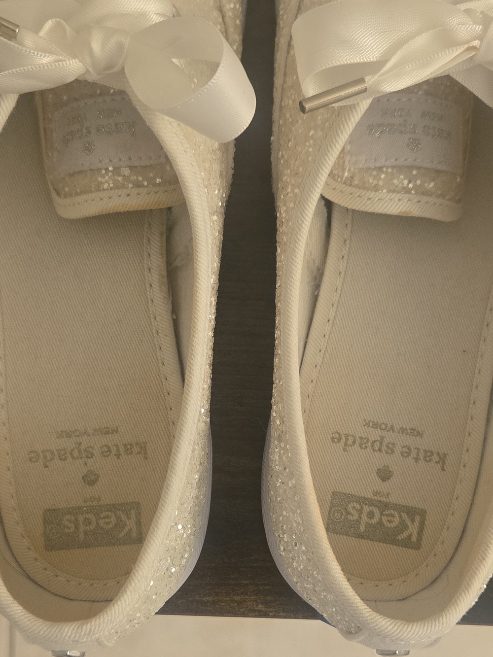 Keds x Kate Spade New York White Glitter Women's Low Top Sneaker Size 8.5 - Picture 9 of 11